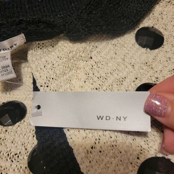 NWT WD-NY Black, White and Brown Single Button Cardigan Size Small - Picture 5 of 6